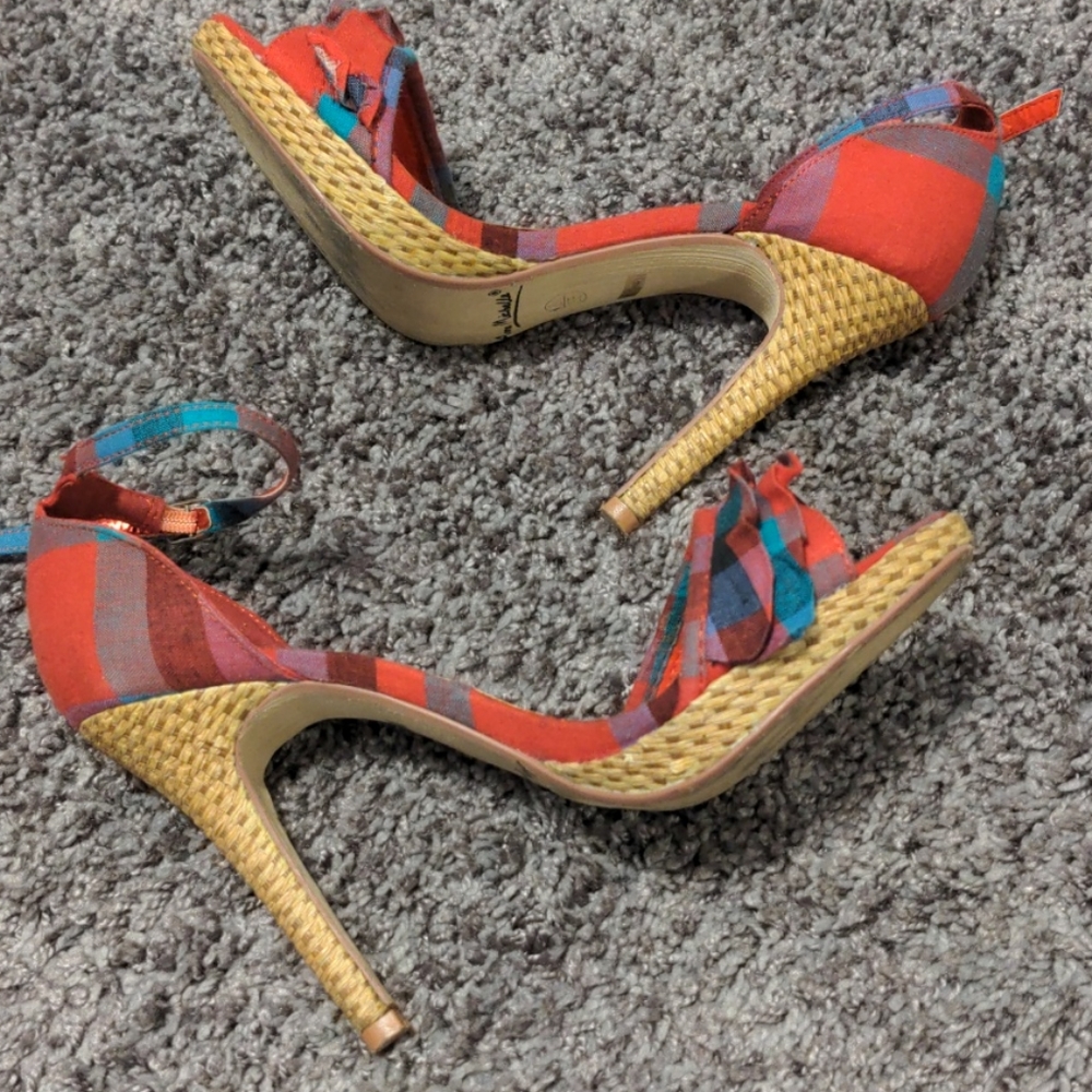 Strappy high heeled sandals